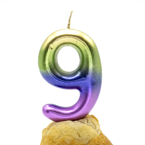 Numero 9 vela cumpleaños 6 cm Multicolor