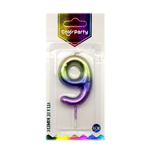 Numero 9 vela cumpleaños 6 cm Multicolor