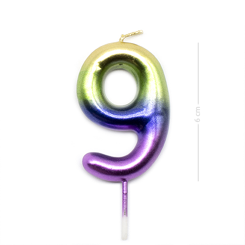 Numero 9 vela cumpleaños 6 cm Multicolor