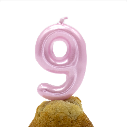 Numero 9 vela de cumpleaños 6 cm Rosa claro