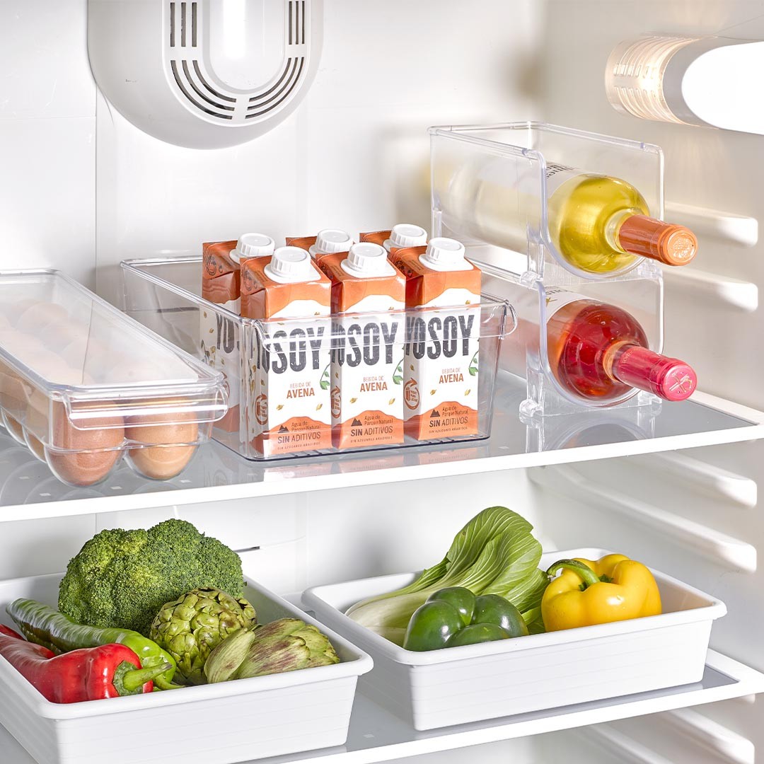 Organizador botellas para frigorifico de plastico  Transparente