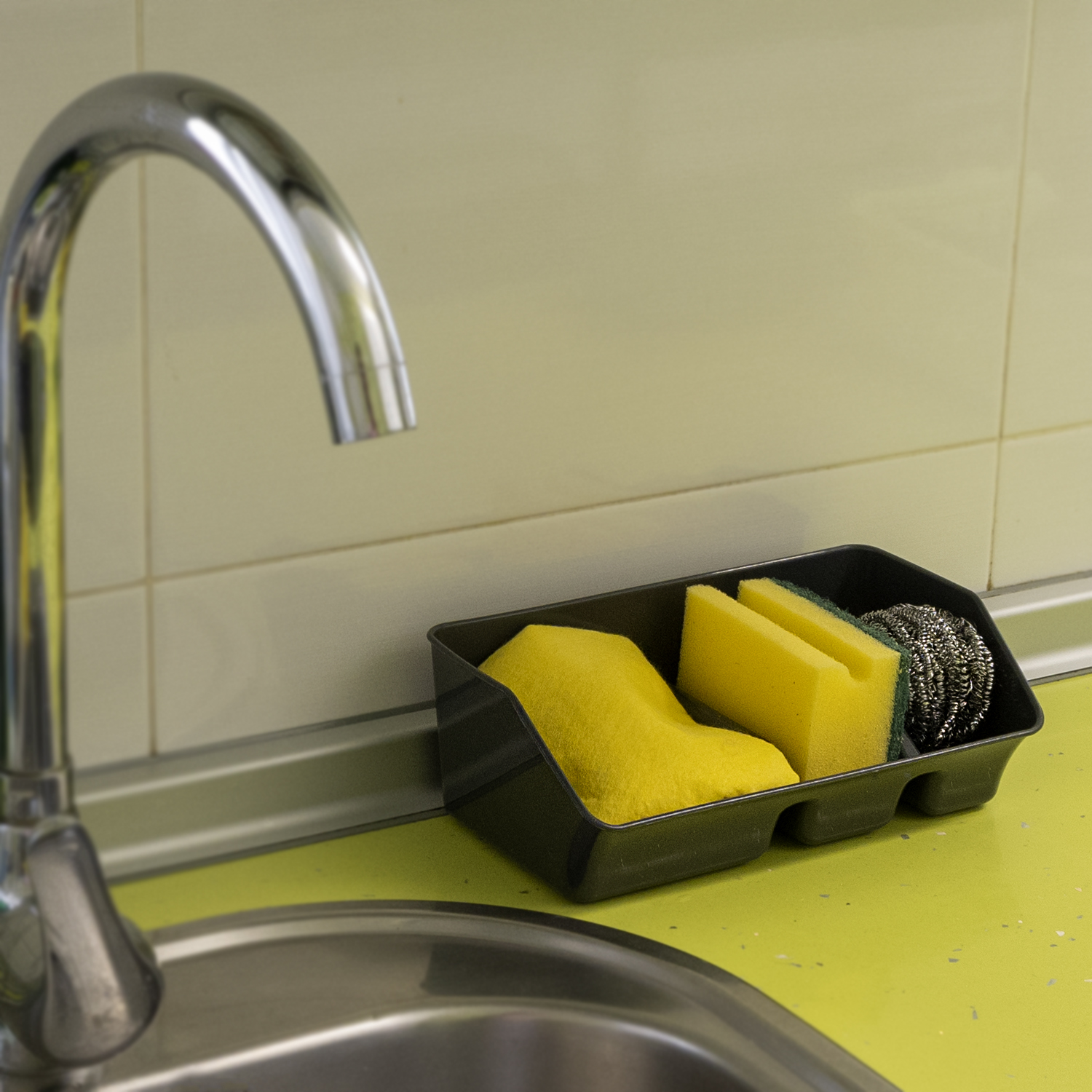 Organizador fregadero estropajero plastico  Negro