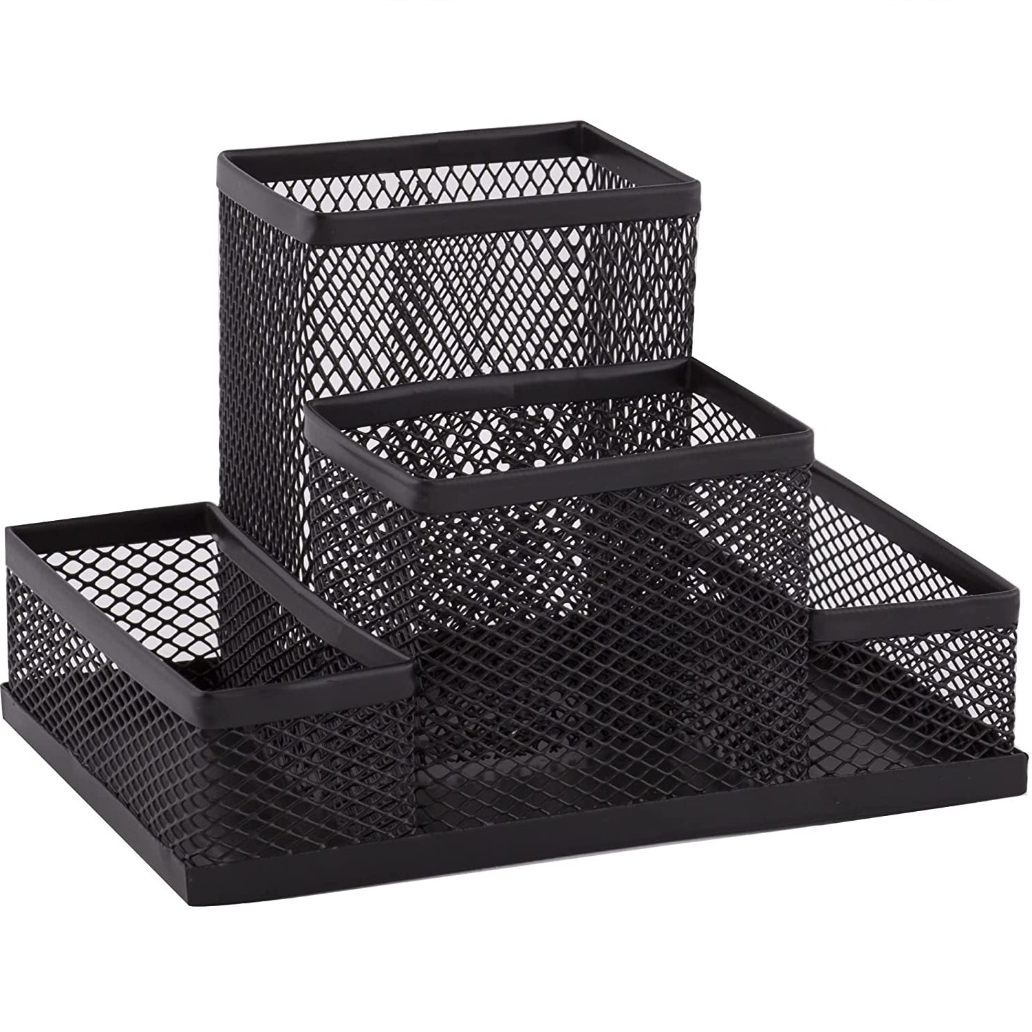 Organizador de escritorio lápices y notas metálico 15 cm Negro