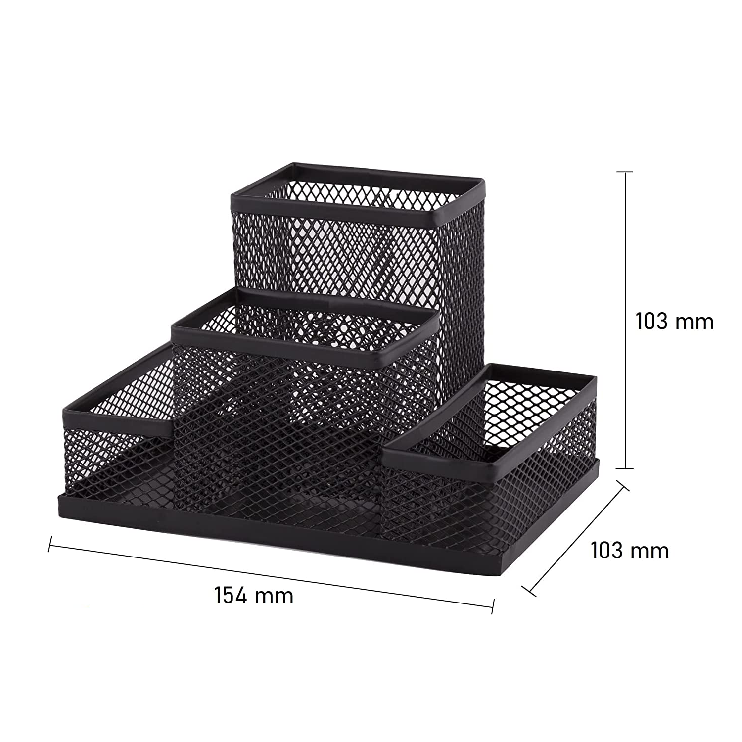 Organizador de escritorio lápices y notas metálico 15 cm Negro
