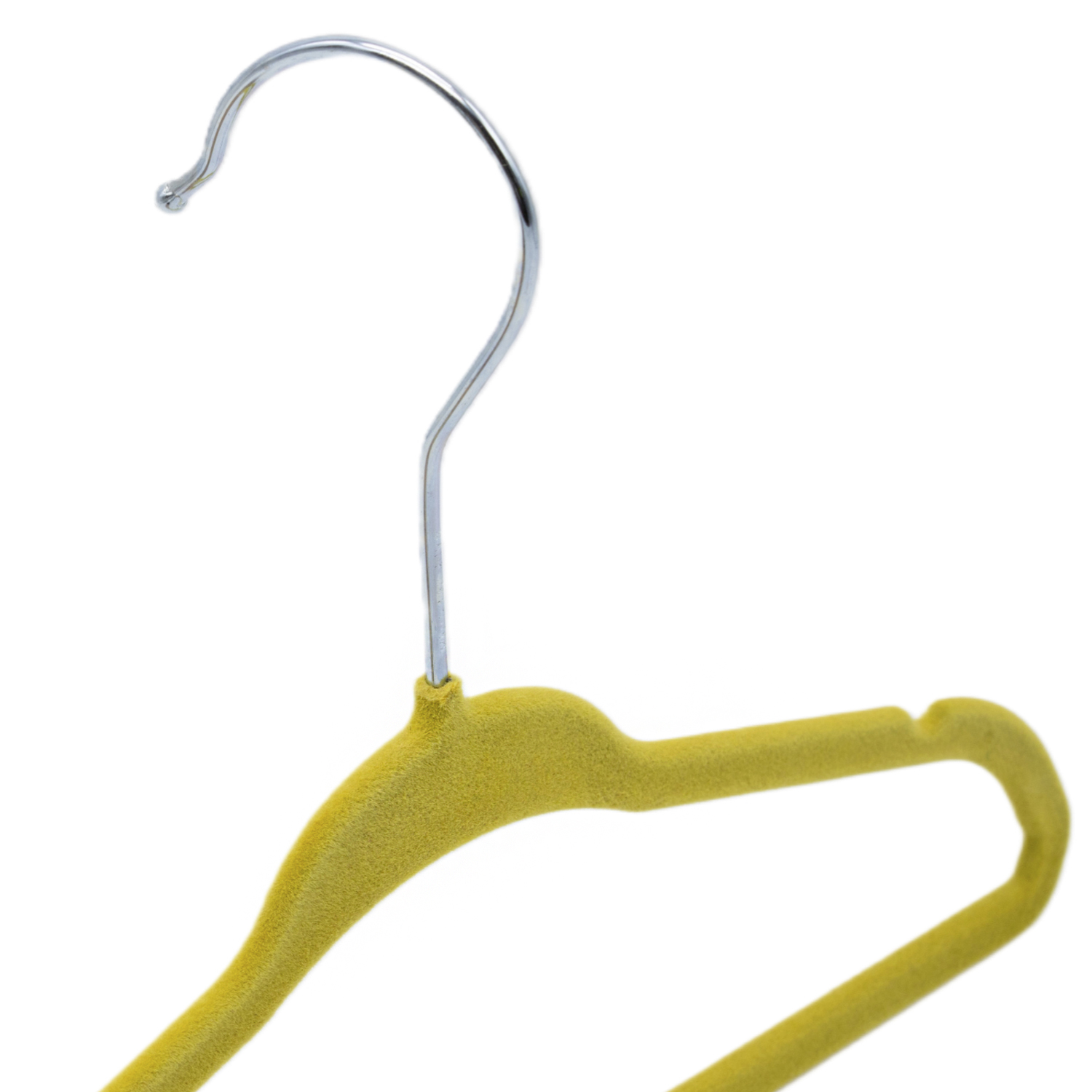 Pack 5 perchas infantiles Terciopelo con barra pantalon  Amarillo