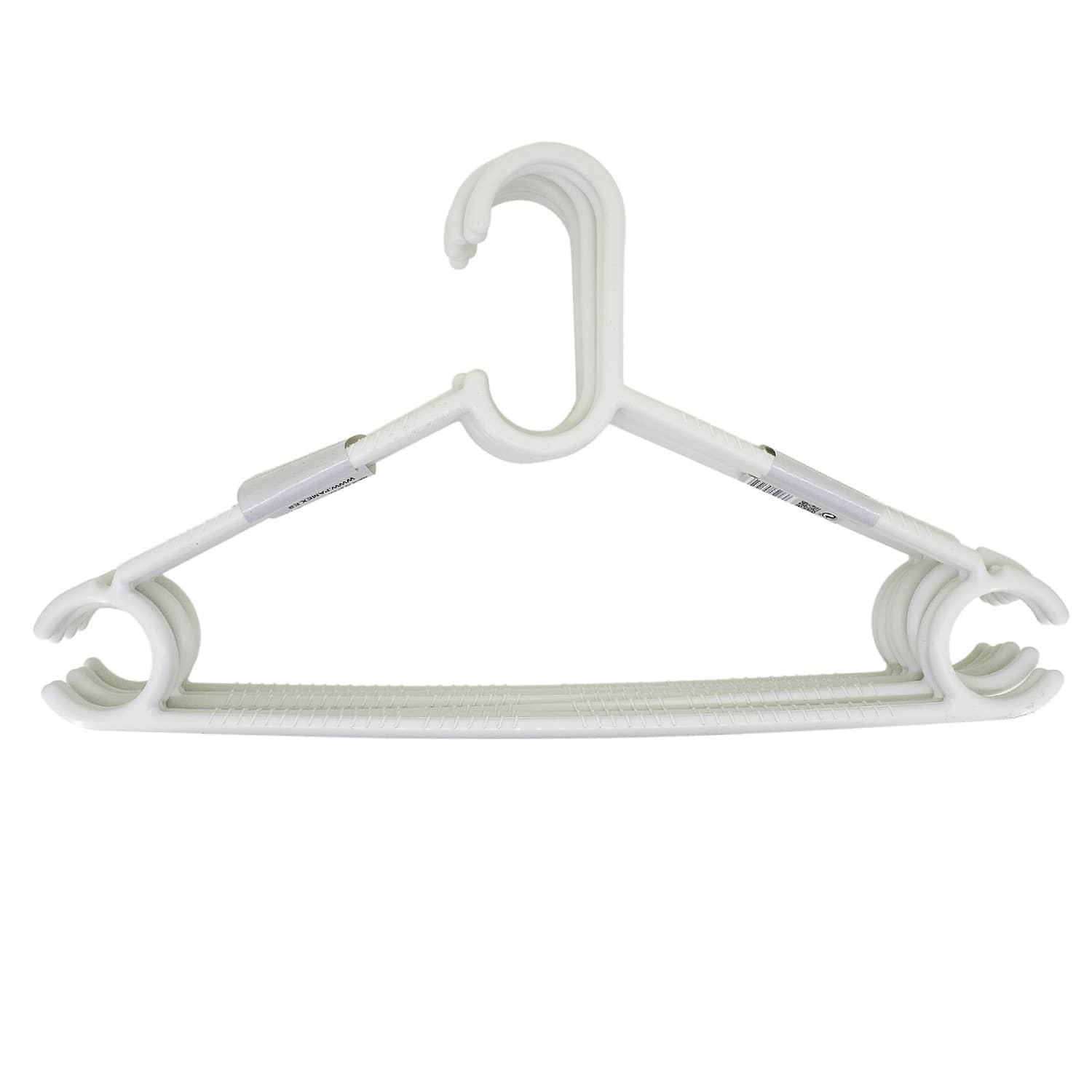 Pack 8 perchas de plastico organizador con barra pantalon  Blanco