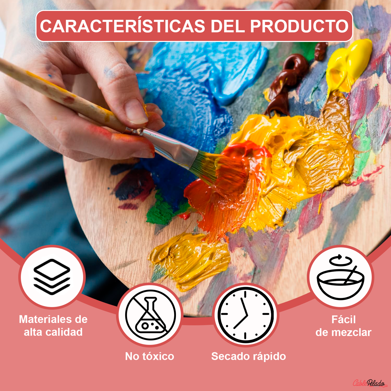 Pack Pinturas Acrílicas Metalizada De 6 Colores Para Lienzos Y Manualidades 75 Ml  Multicolor