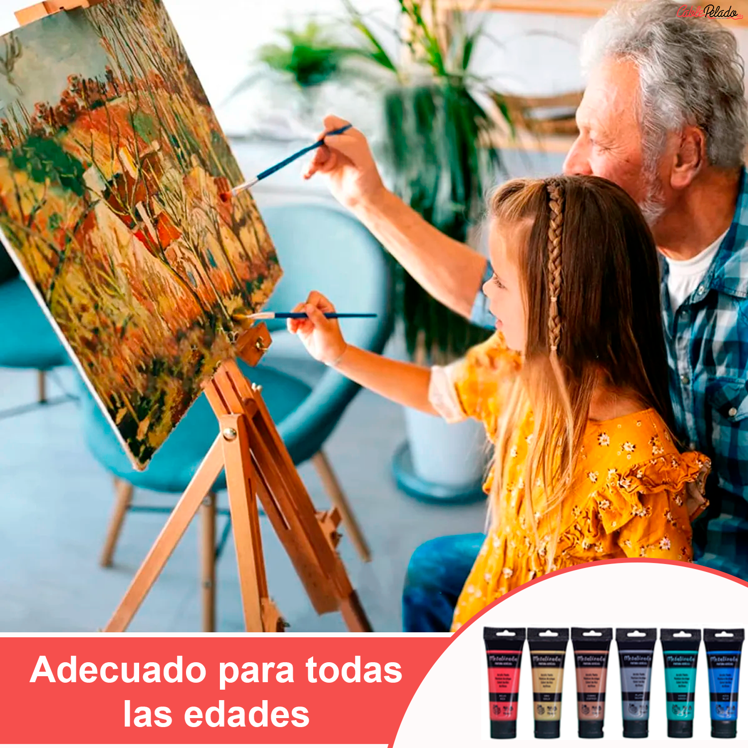 Pack Pinturas Acrílicas Metalizada De 6 Colores Para Lienzos Y Manualidades 75 Ml  Multicolor