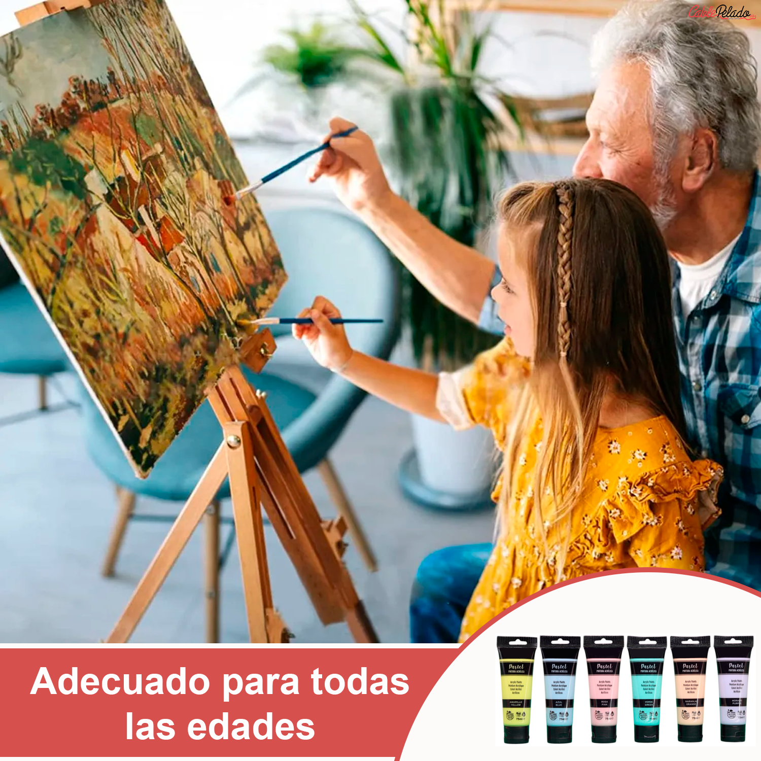 Pack Pinturas Satinadas Pasteles De 6 Colores Para Lienzos Y Manualidades 75 Ml  Multicolor