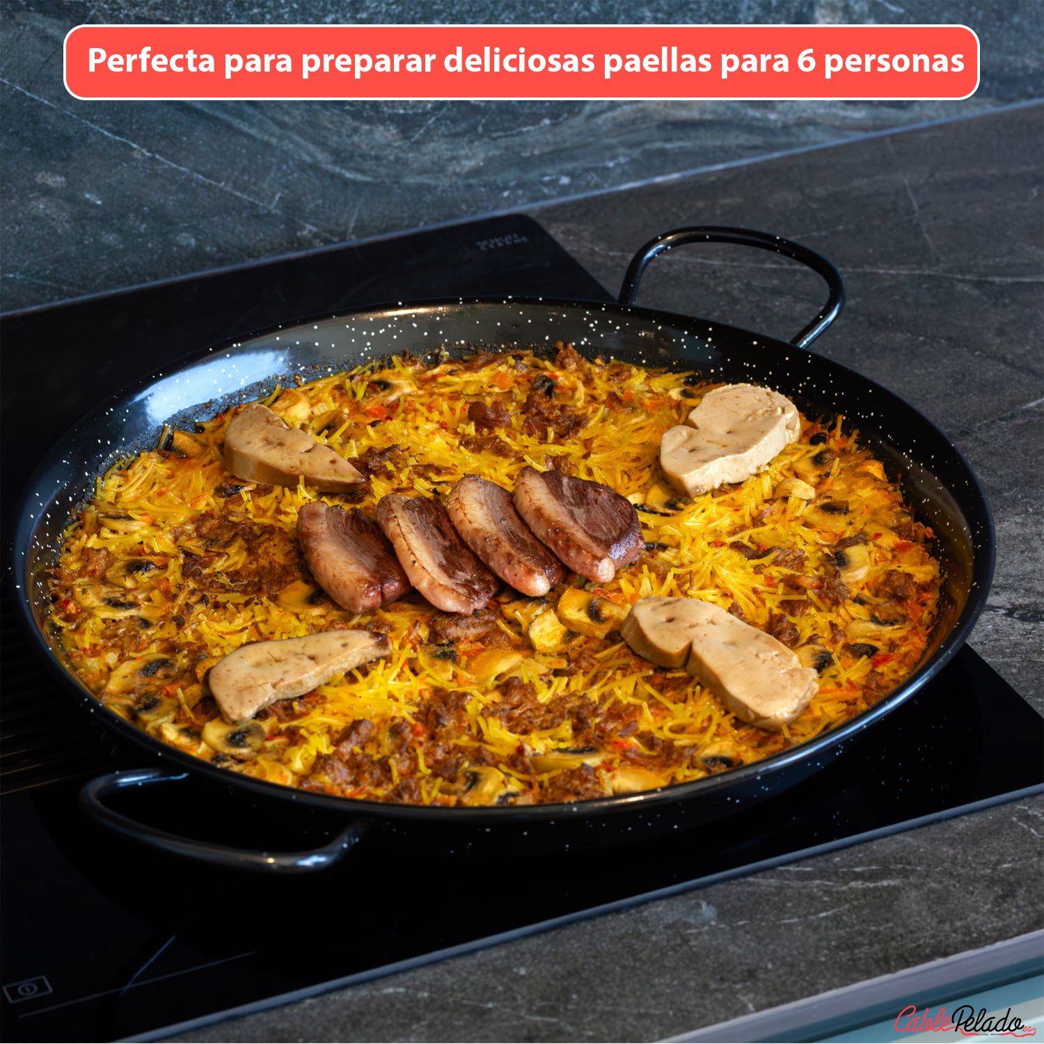 Paellera para 6 personas esmaltada 34 cm Negro