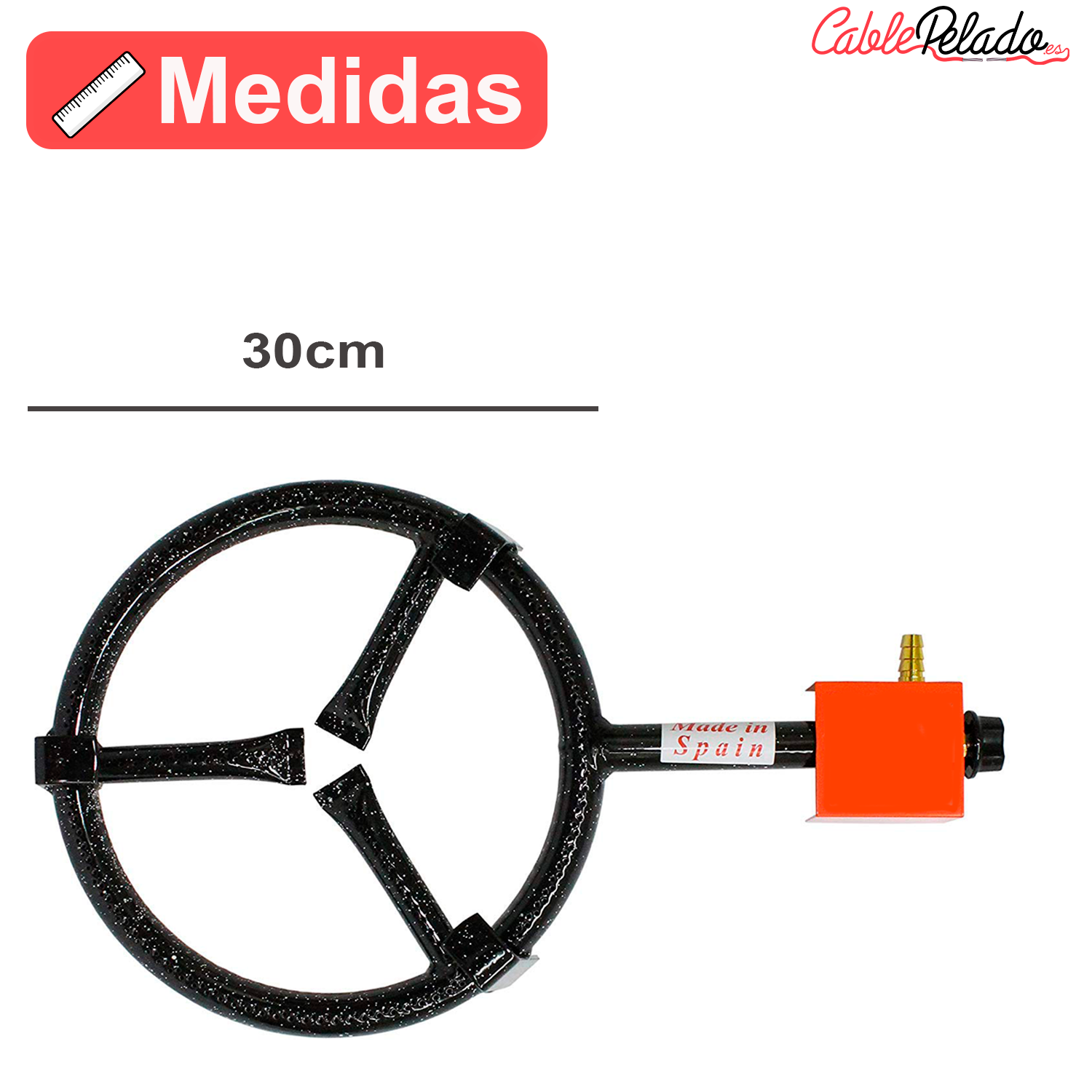 Paellero Gas Butano 30 cm Negro