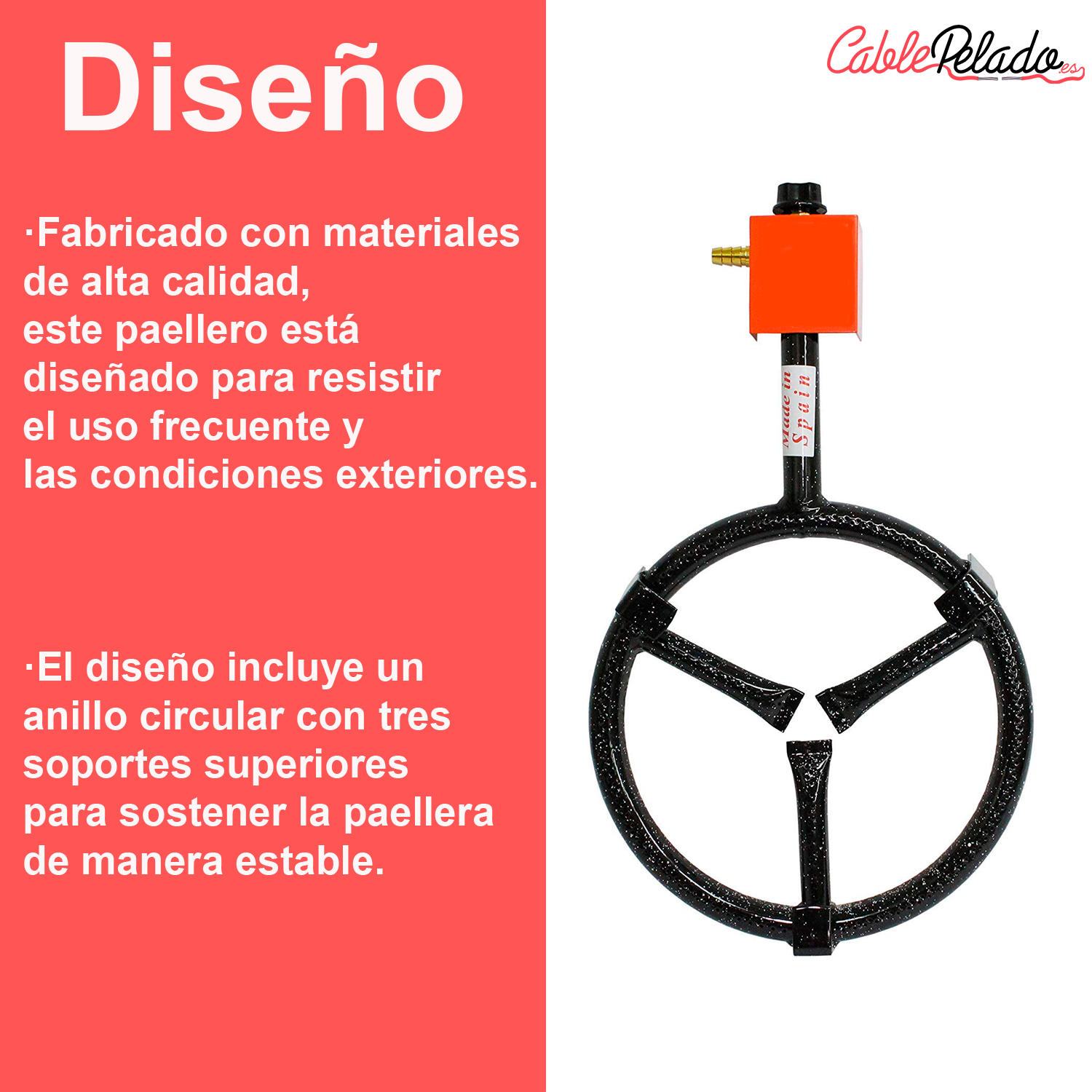 Paellero Gas Butano 30 cm Negro
