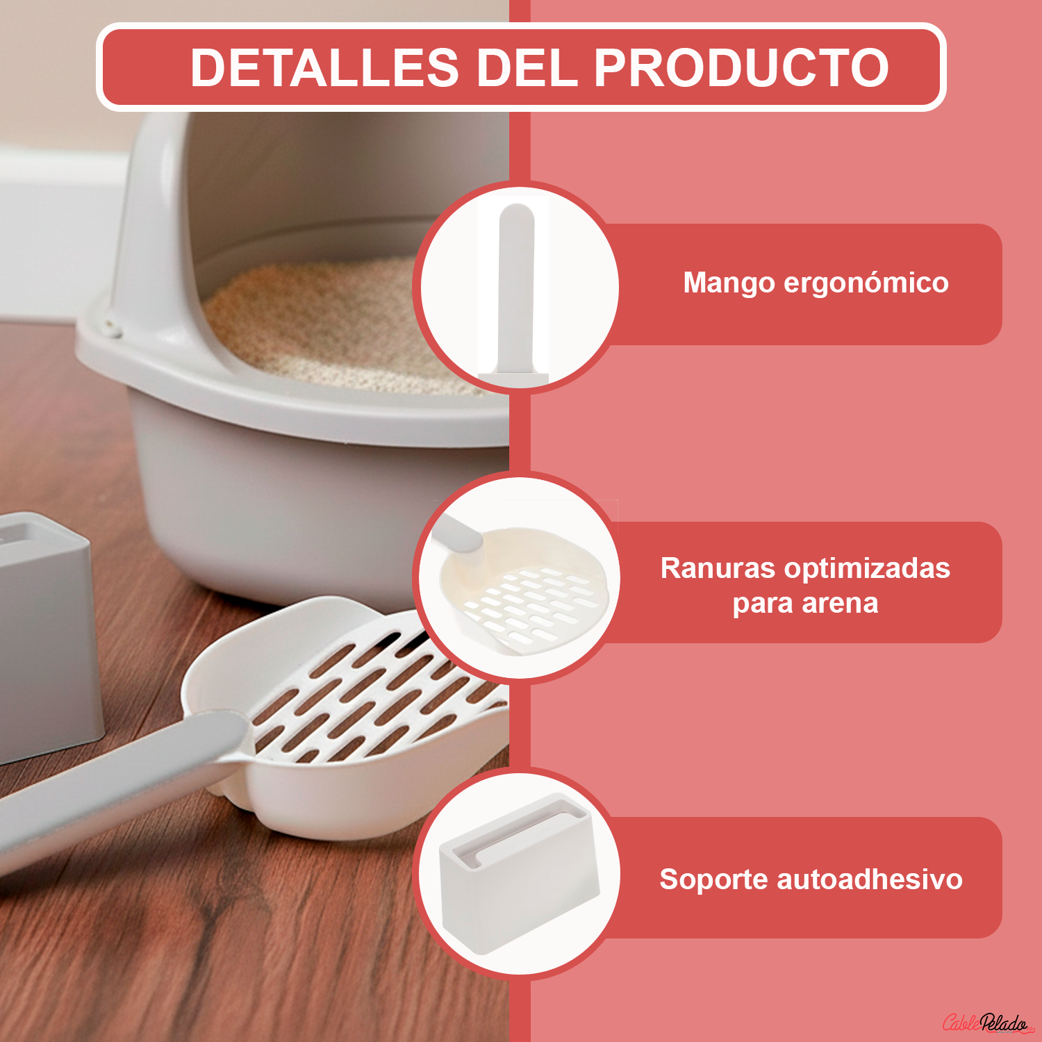 Pala Arena para Gatos  gris-blanco