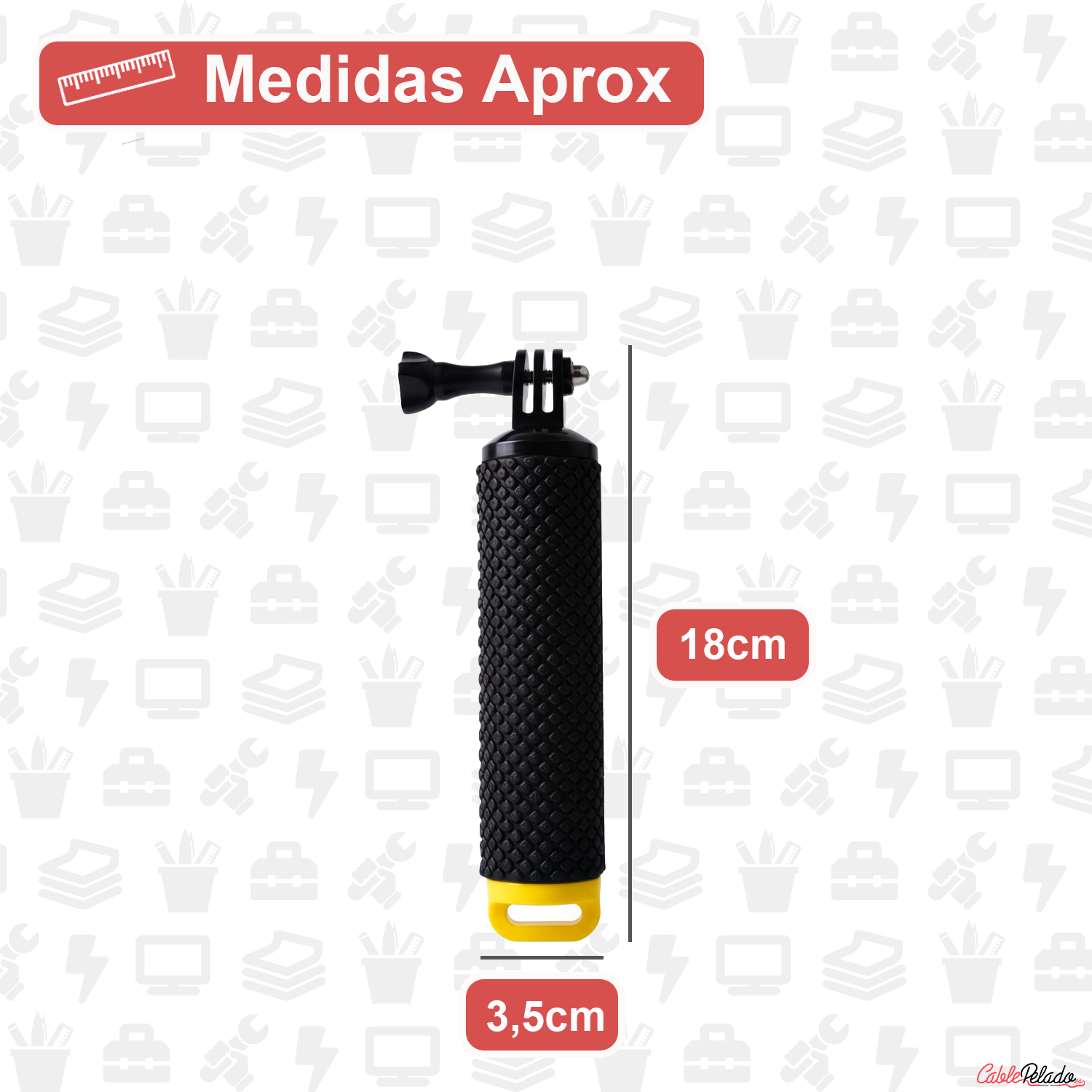 Palo Flotante Para Cámara Deportiva Compatible Con GoPro  Negro-Amarillo