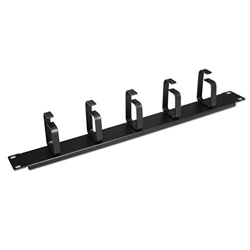 Panel guiacables armario rack 19 de 1U con 5 anillas Negro