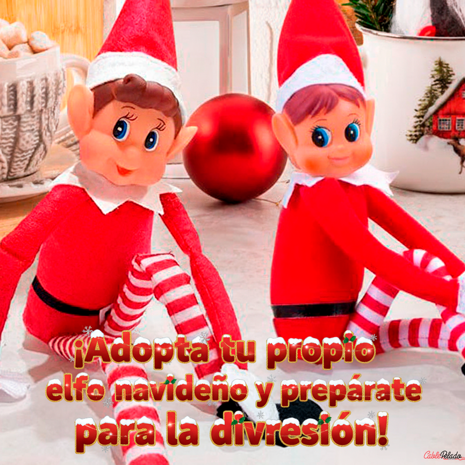 Papá Noel Figura Divertida de Elfos - Niño (35cm x 10 cm)  Rojo-Blanco