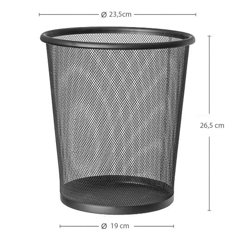 Papelera malla metalica 12 Litros Negro
