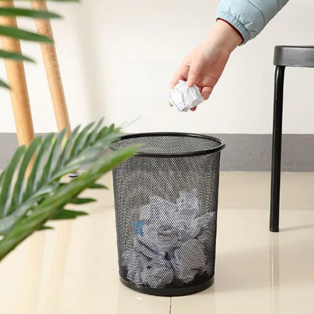 Papelera malla metalica 12 Litros Negro