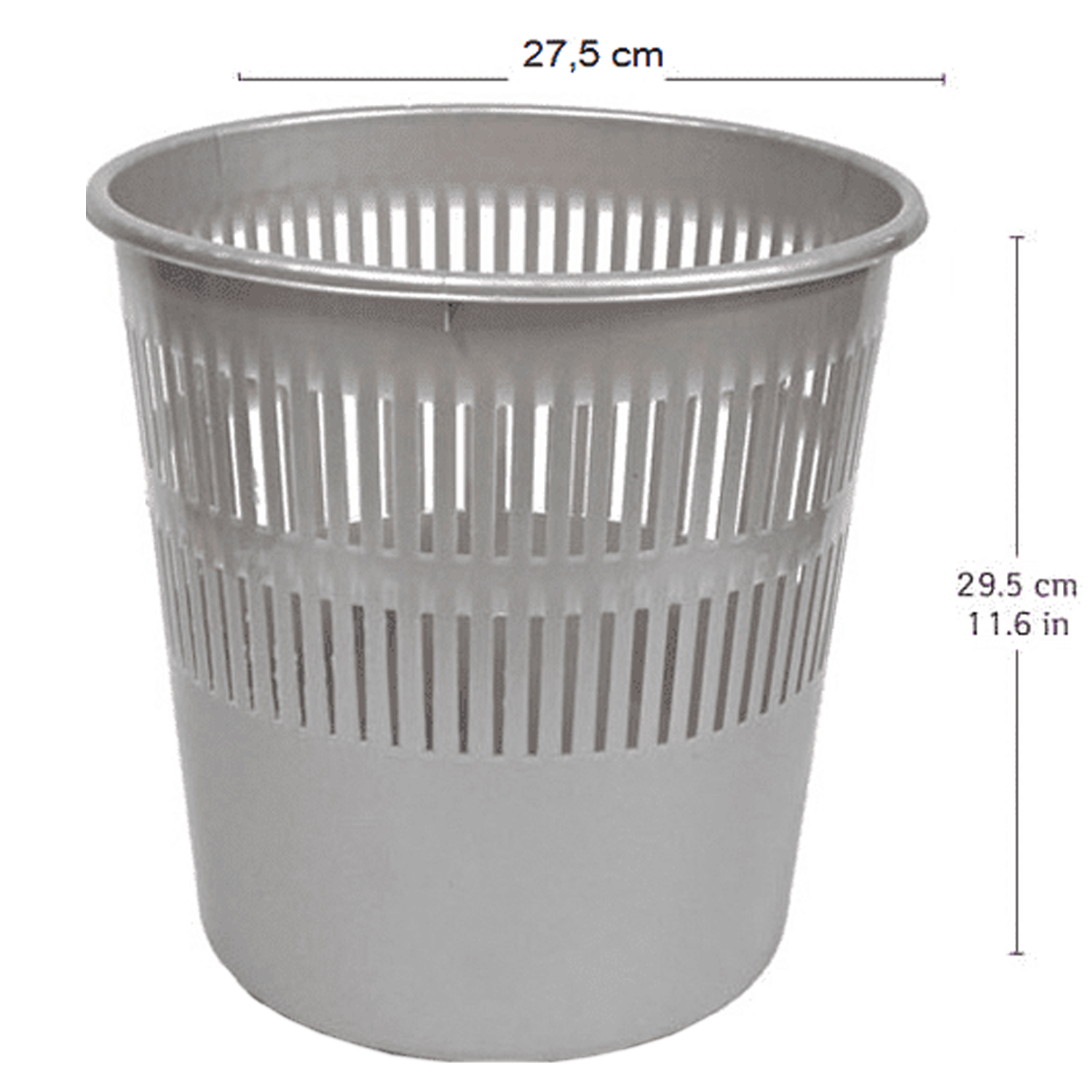 Papelera rejilla plastico 12 Litros Gris