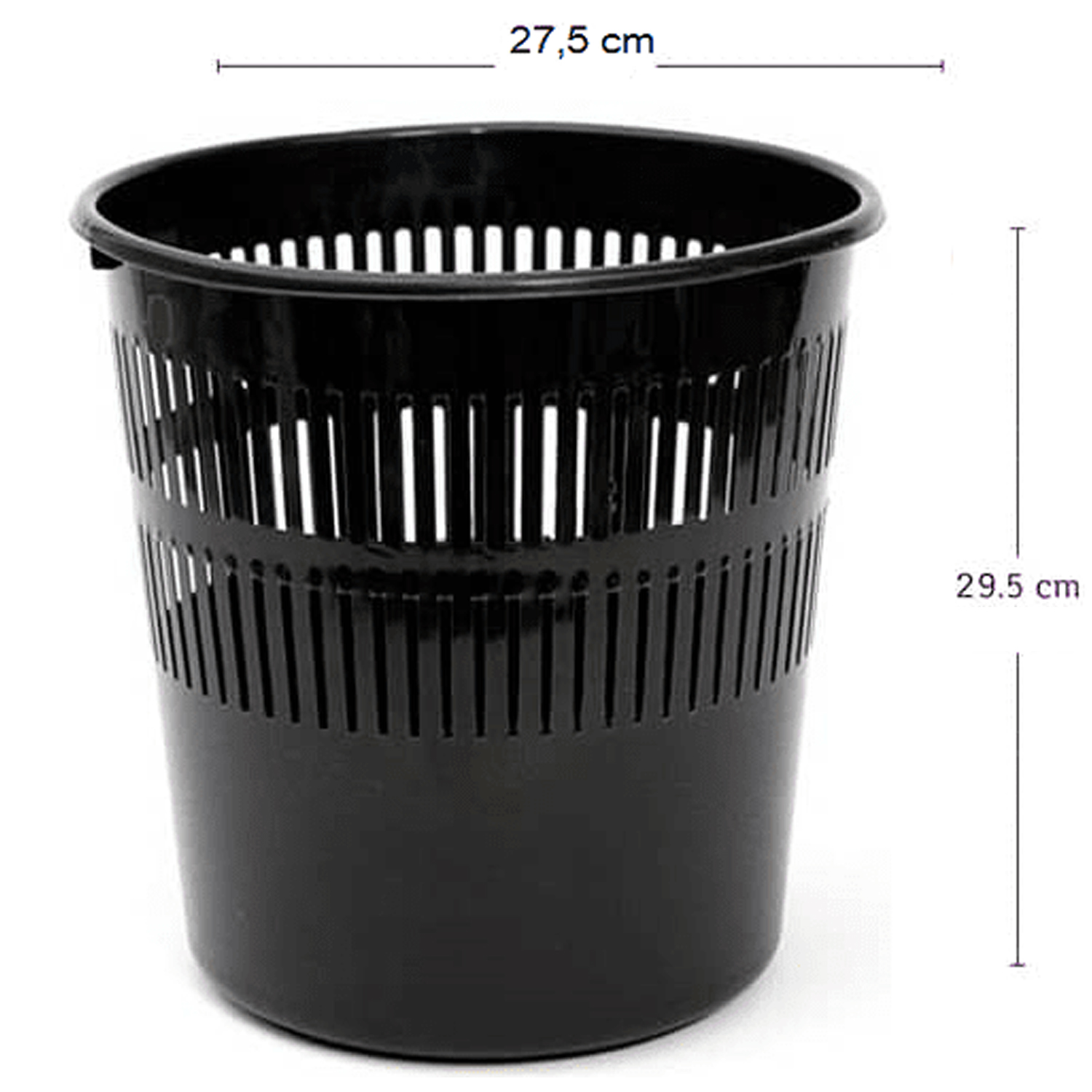 Papelera rejilla plastico 12 Litros Negro