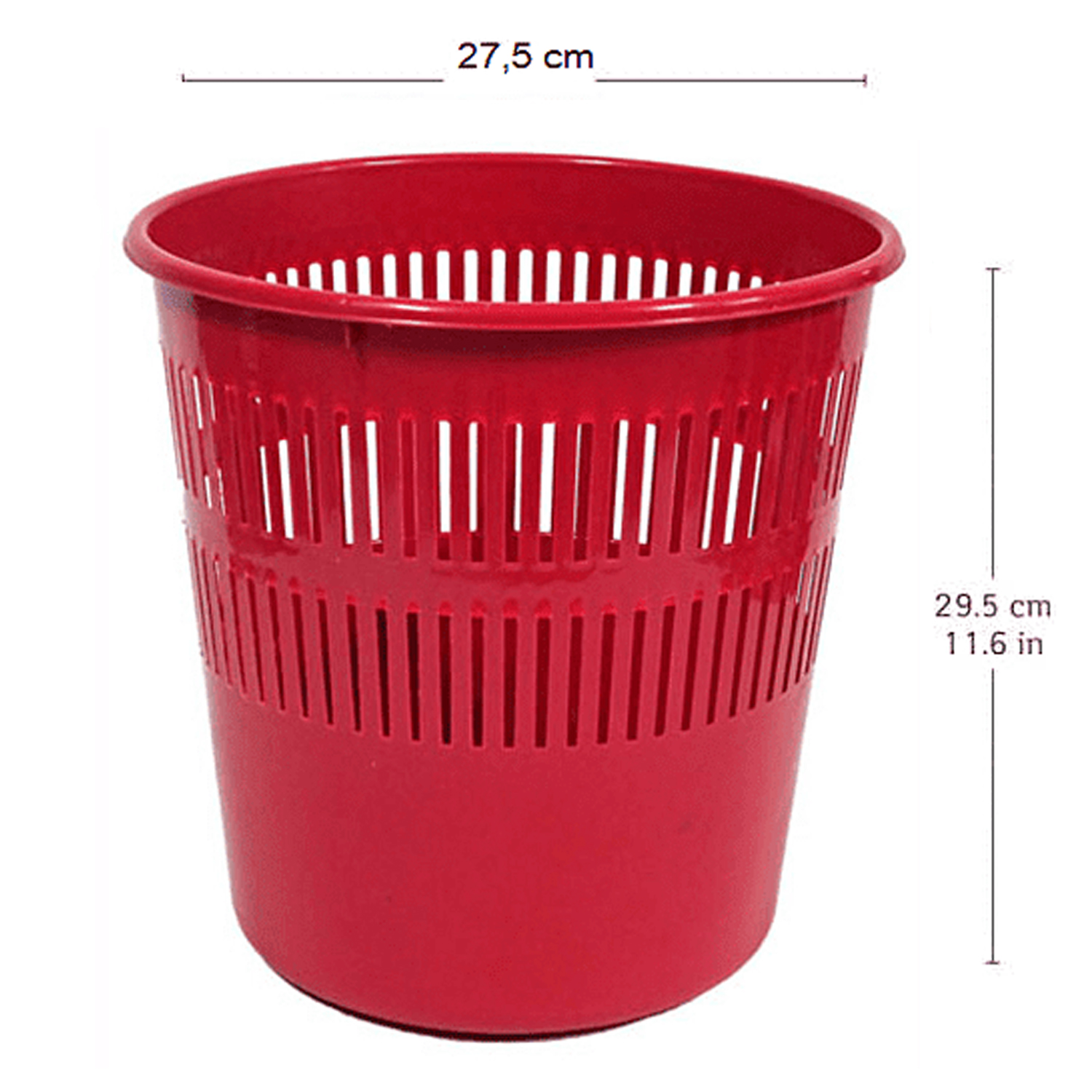 Papelera rejilla plastico 12 Litros Rojo