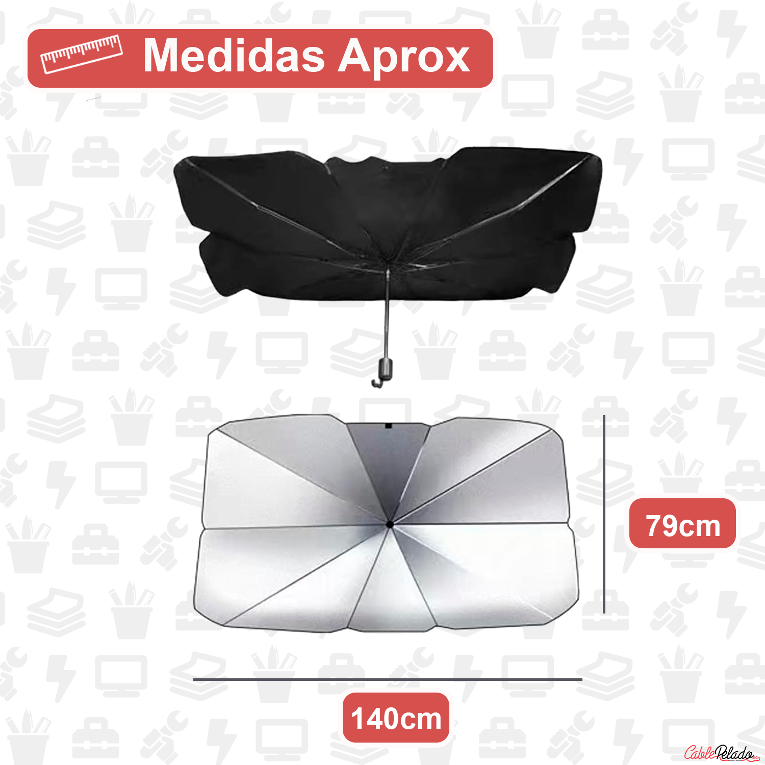 Parasol Para Parabrisas Delantero Diseño Paragua  Plateado
