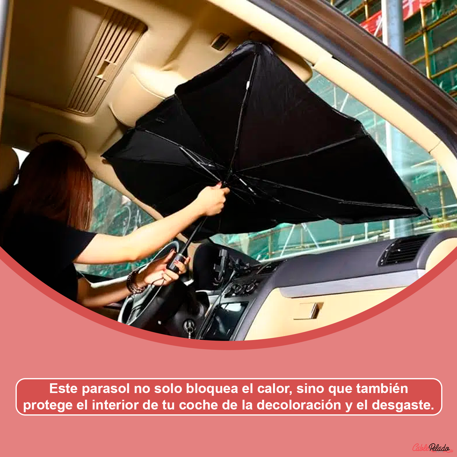 Parasol Para Parabrisas Delantero Diseño Paragua  Plateado