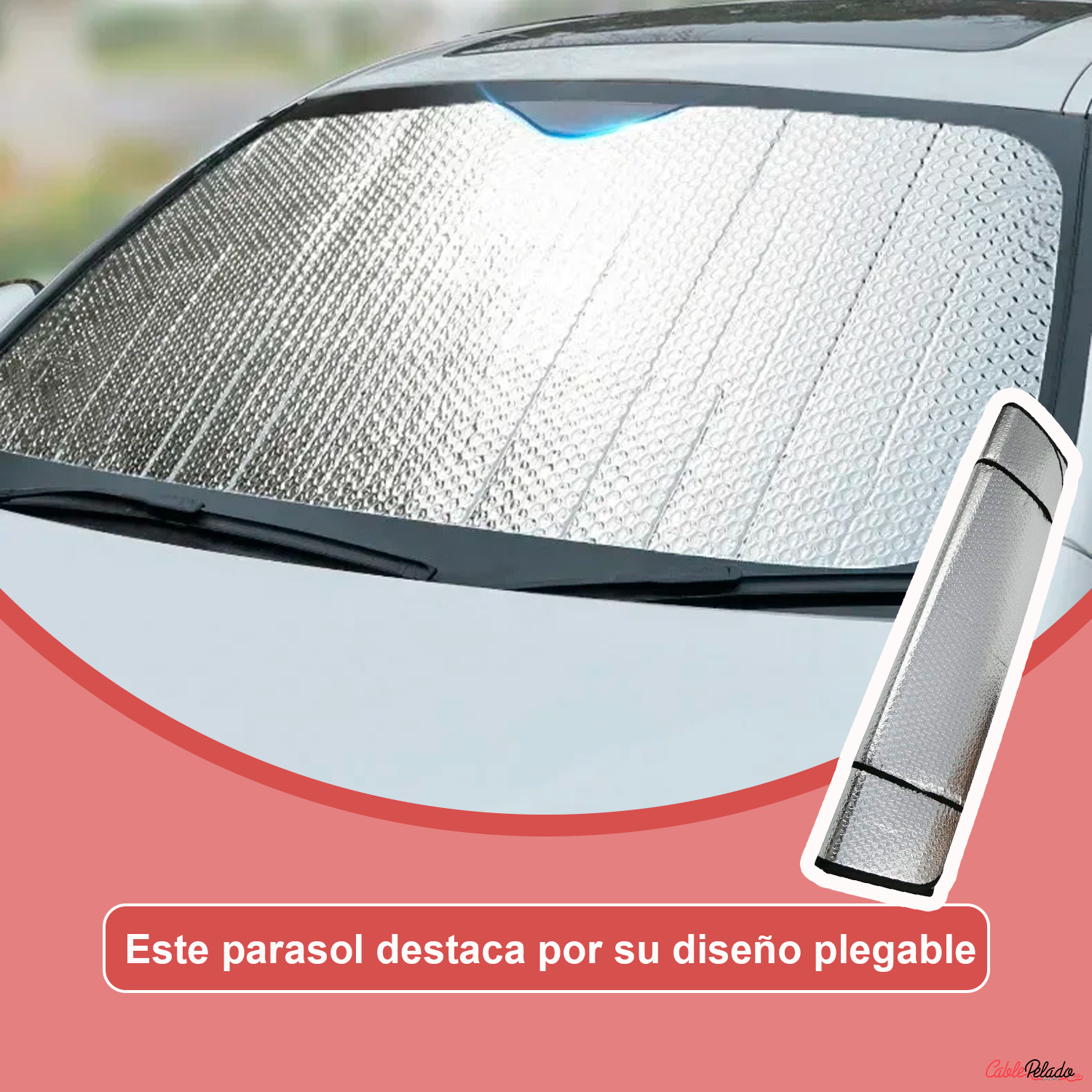 Parasol Para Parabrisas Delantero Plegable 150x70 Cm  Plateado