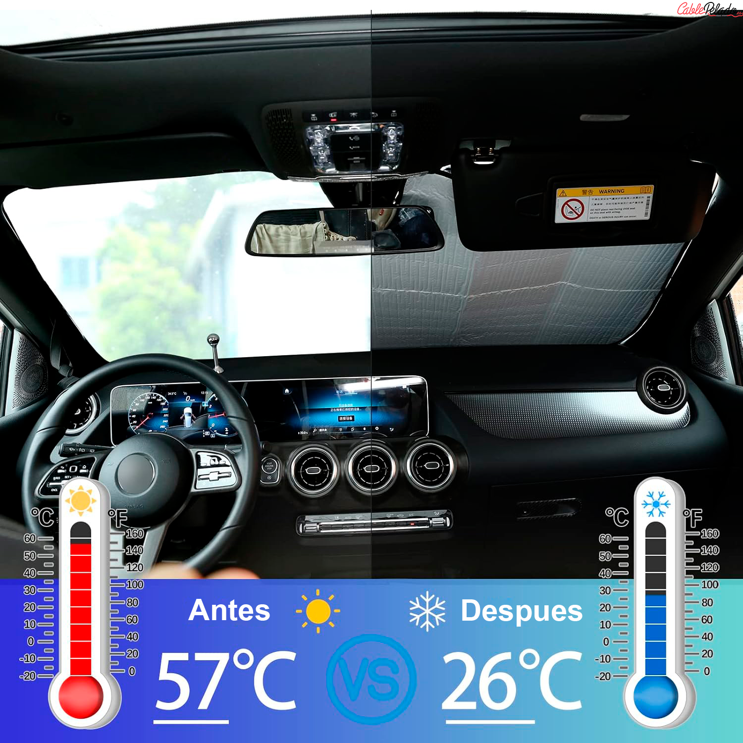 Parasol Para Parabrisas Delantero Plegable 60x130 Cm Premium