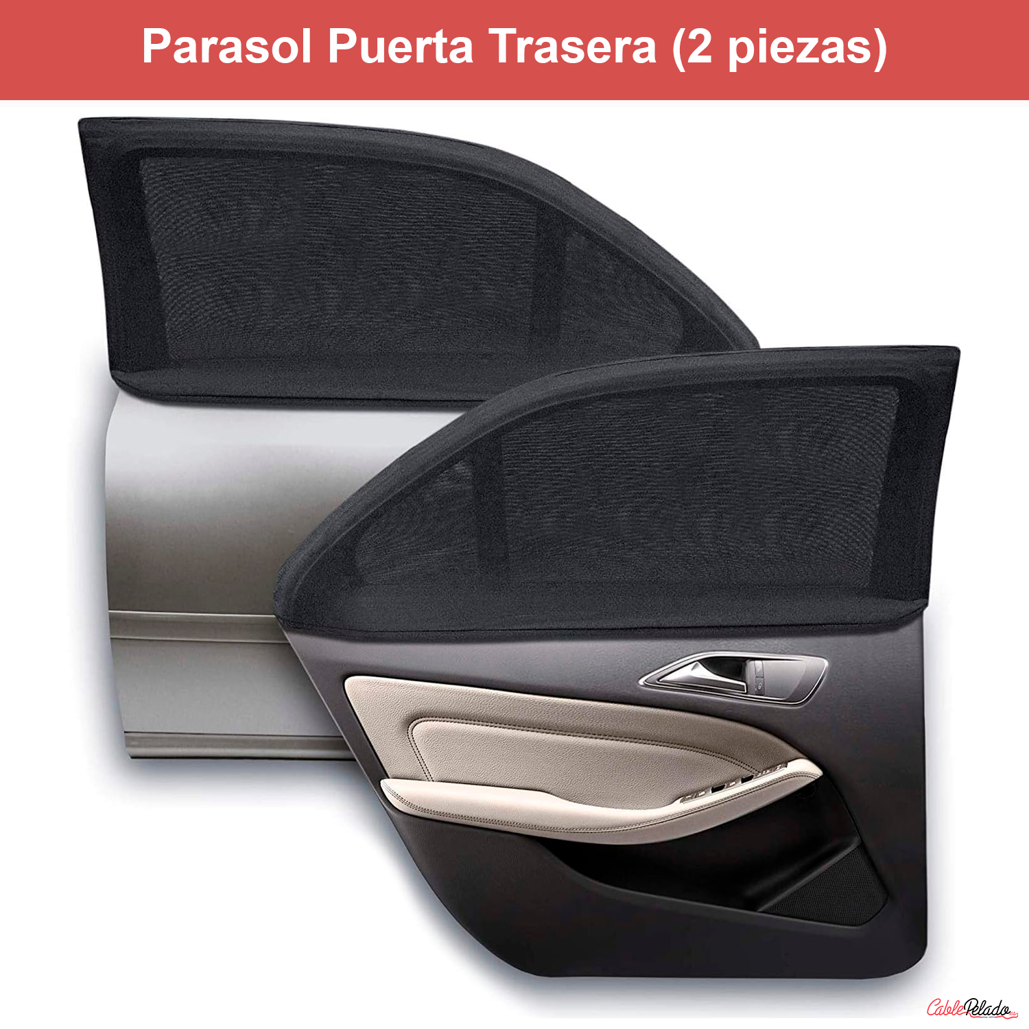 Parasol Puerta Trasera (2 piezas)  Negro