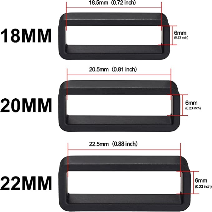 Pasador de goma para correas de reloj 20 mm Negro