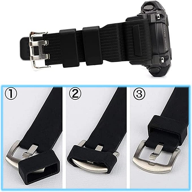 Pasador de goma para correas de reloj 24 mm Negro