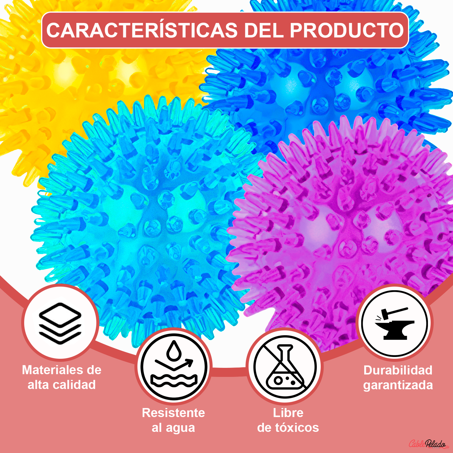 Pelota para Perros Erizo Con Sonido 6 cm Azul