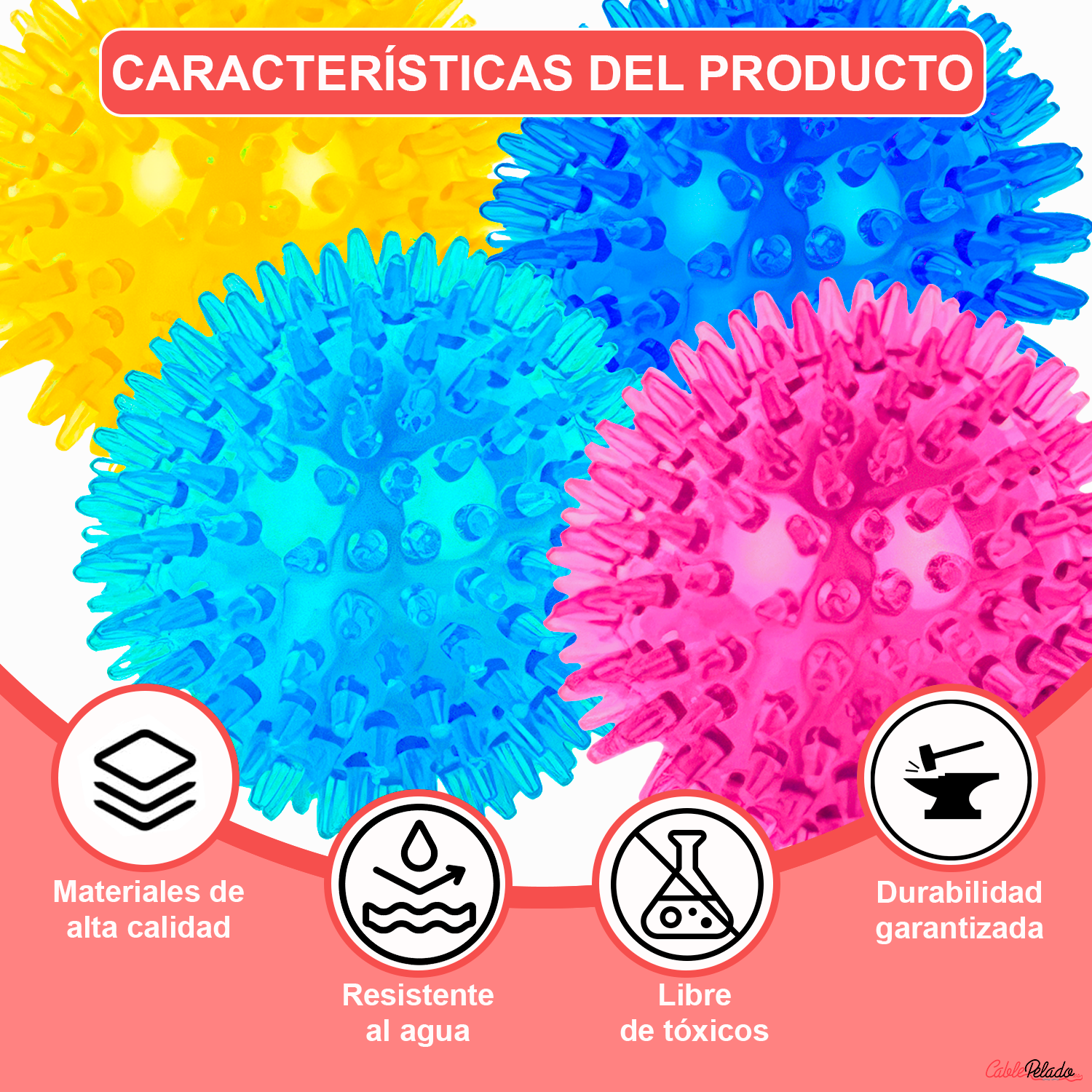Pelota para Perros Erizo Con Sonido 6 cm Rosa Frambuesa