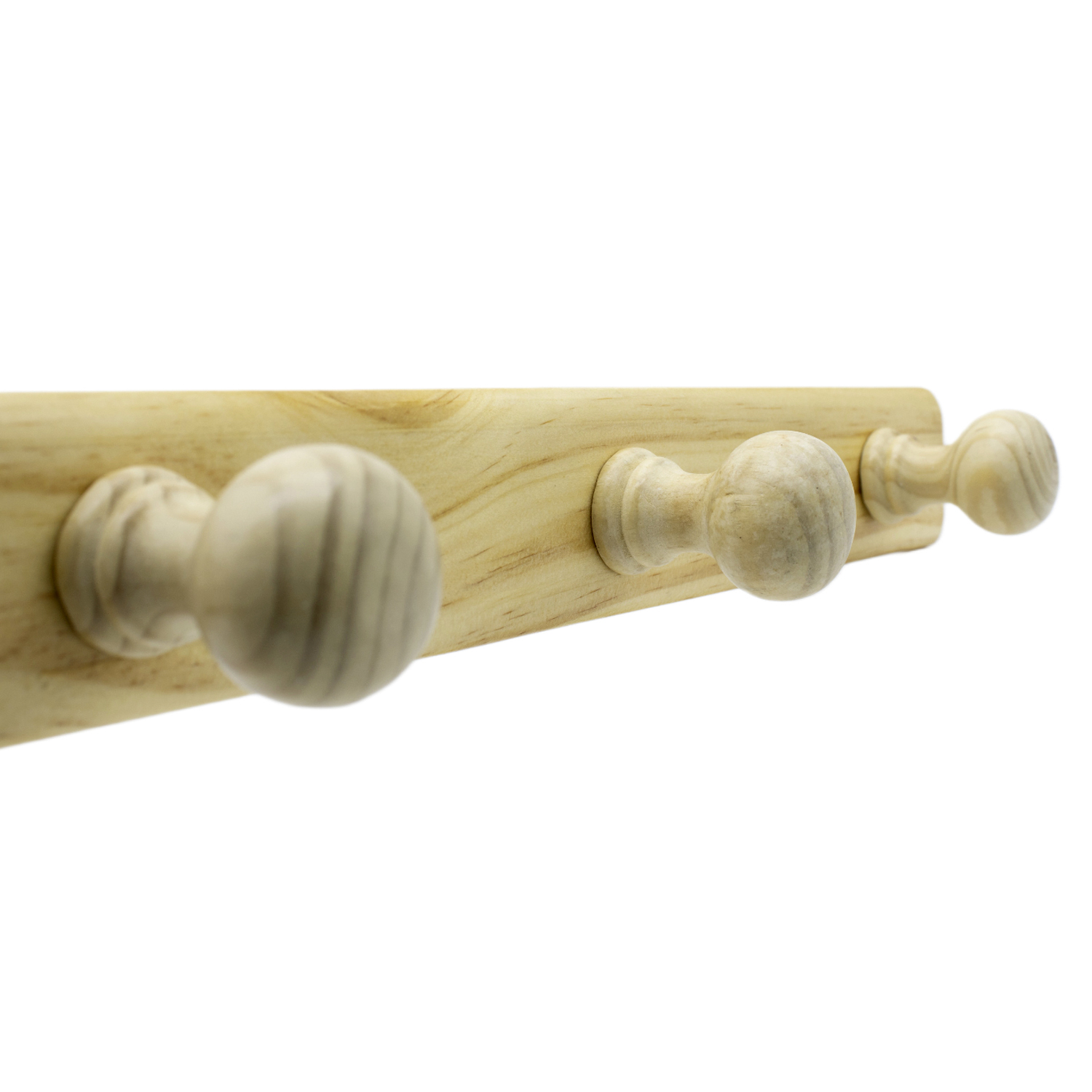 Perchero 3 pomos de madera pared para atornillar
