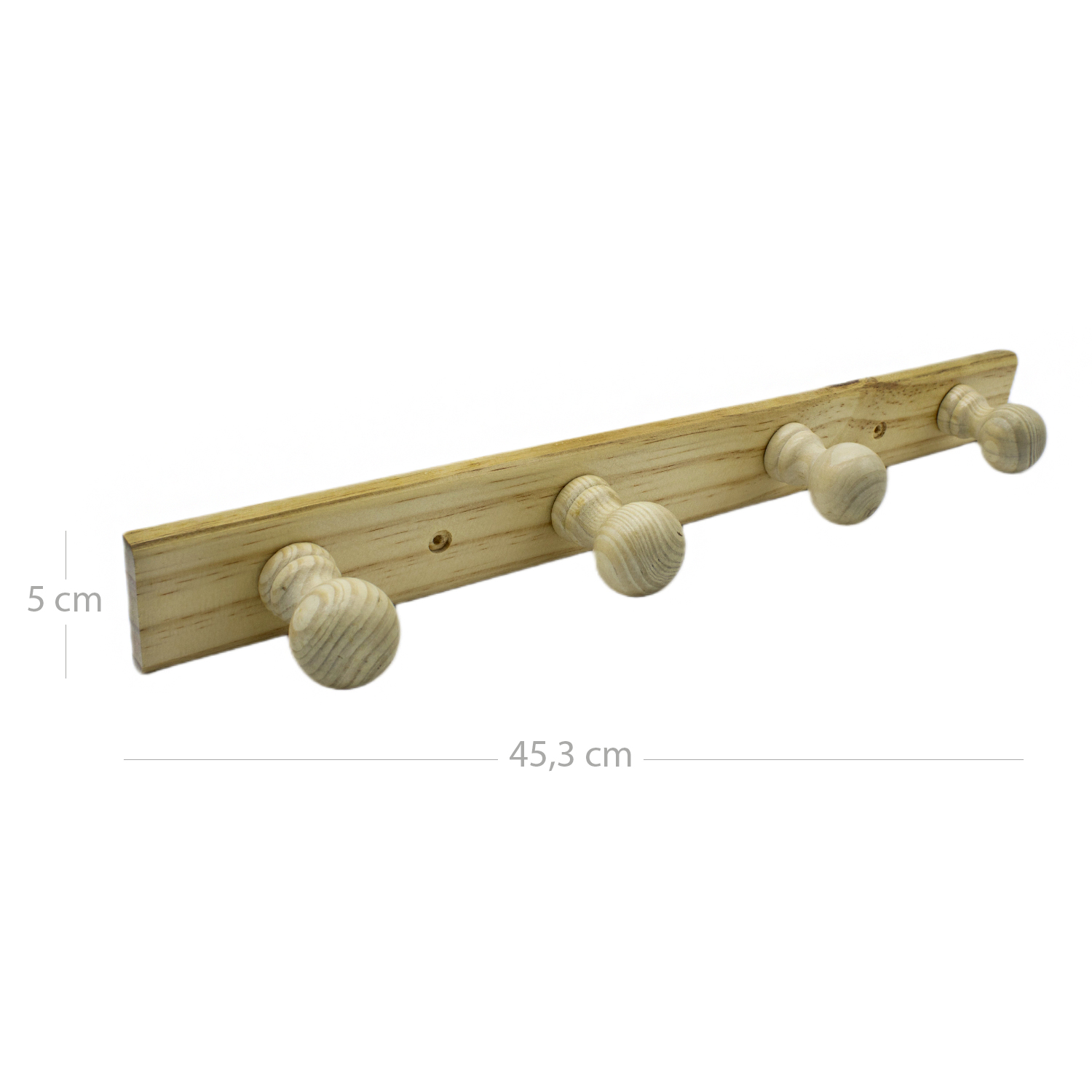 Perchero 4 pomos de madera pared para atornillar