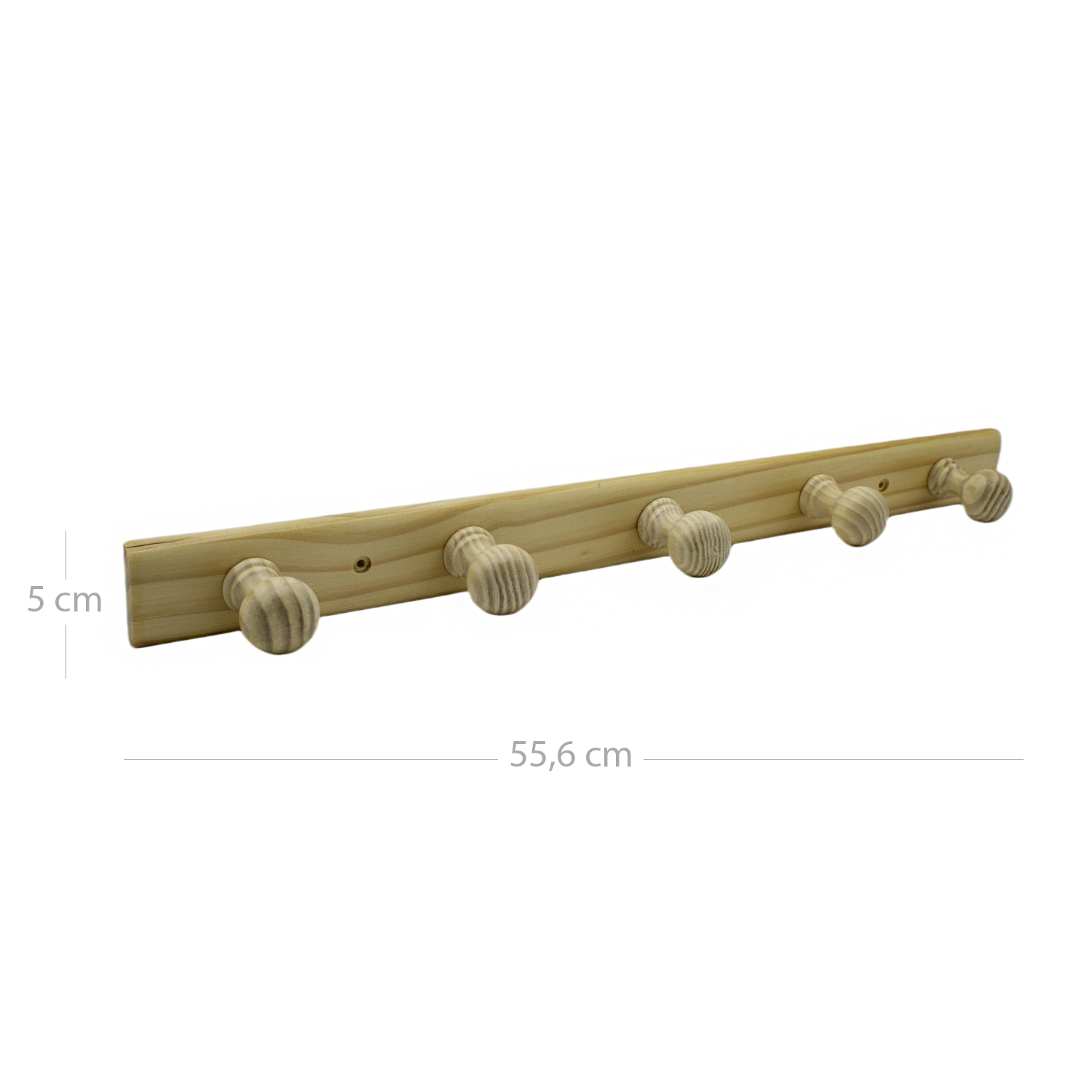 Perchero 5 pomos de madera pared para atornillar