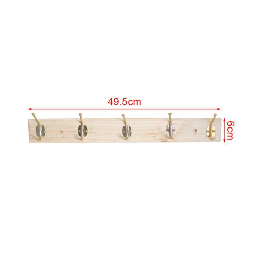 Perchero madera 5 ganchos de metal pared atornillar