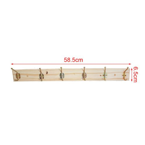 Perchero madera 6 ganchos de metal pared atornillar