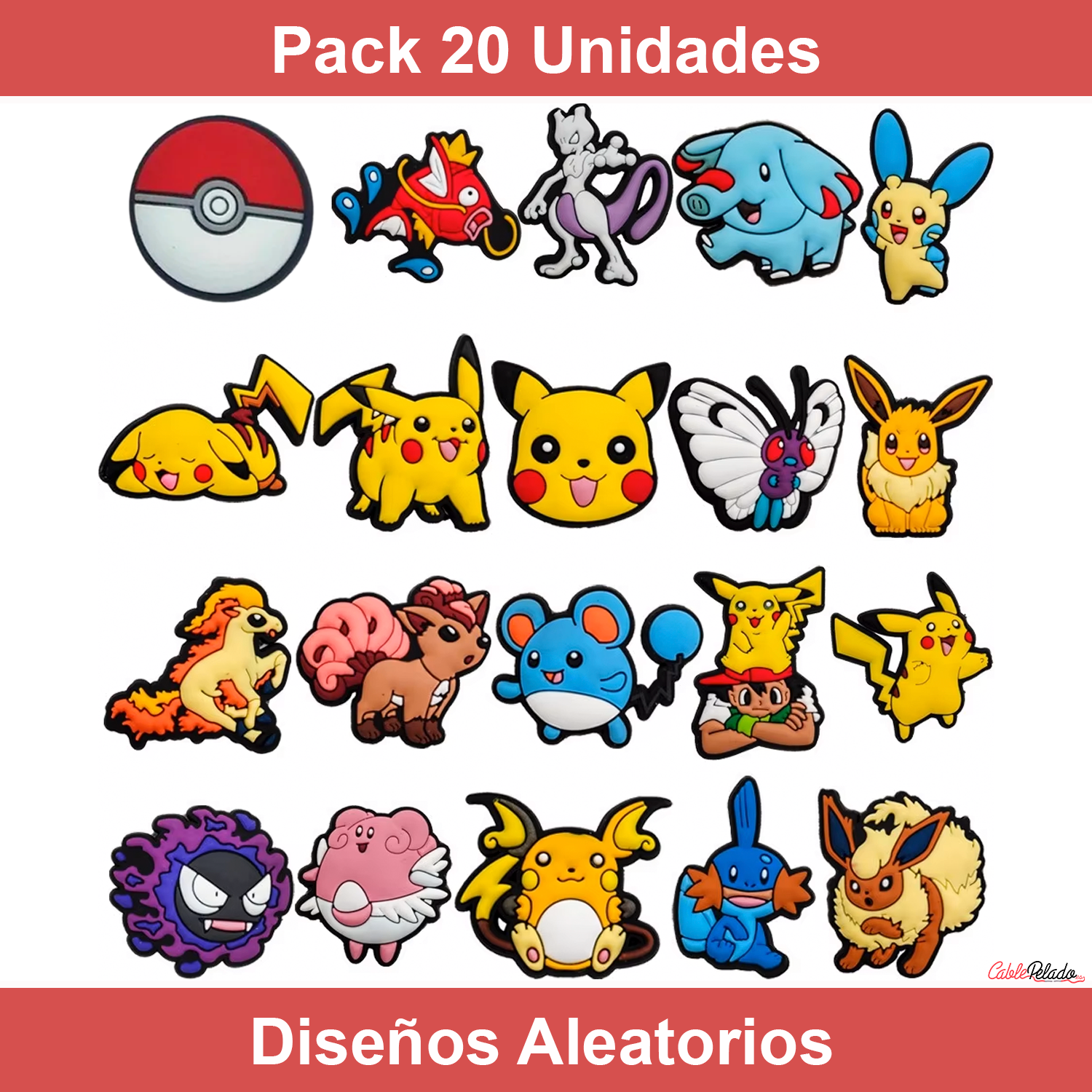 Pines Charms Para Crocs Diseño Dibujos Aleatorios  Multicolor