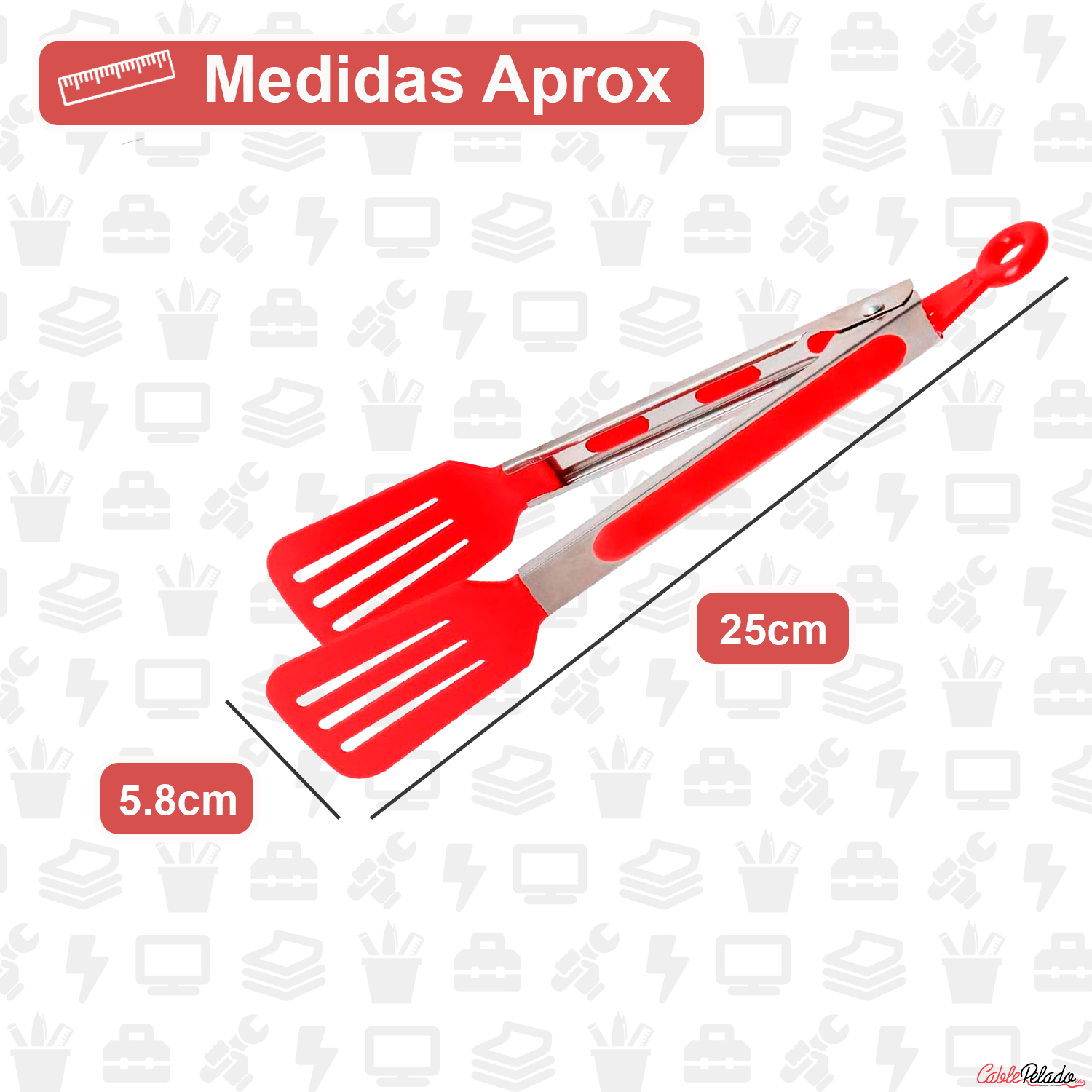 Pinza De Cocina En Acero Inoxidable Y Silicona 25 cm Rojo