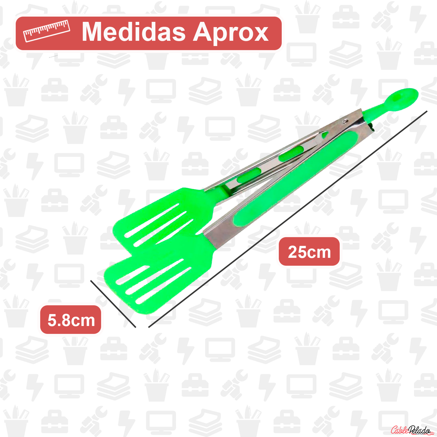 Pinza De Cocina En Acero Inoxidable Y Silicona 25 cm Verde