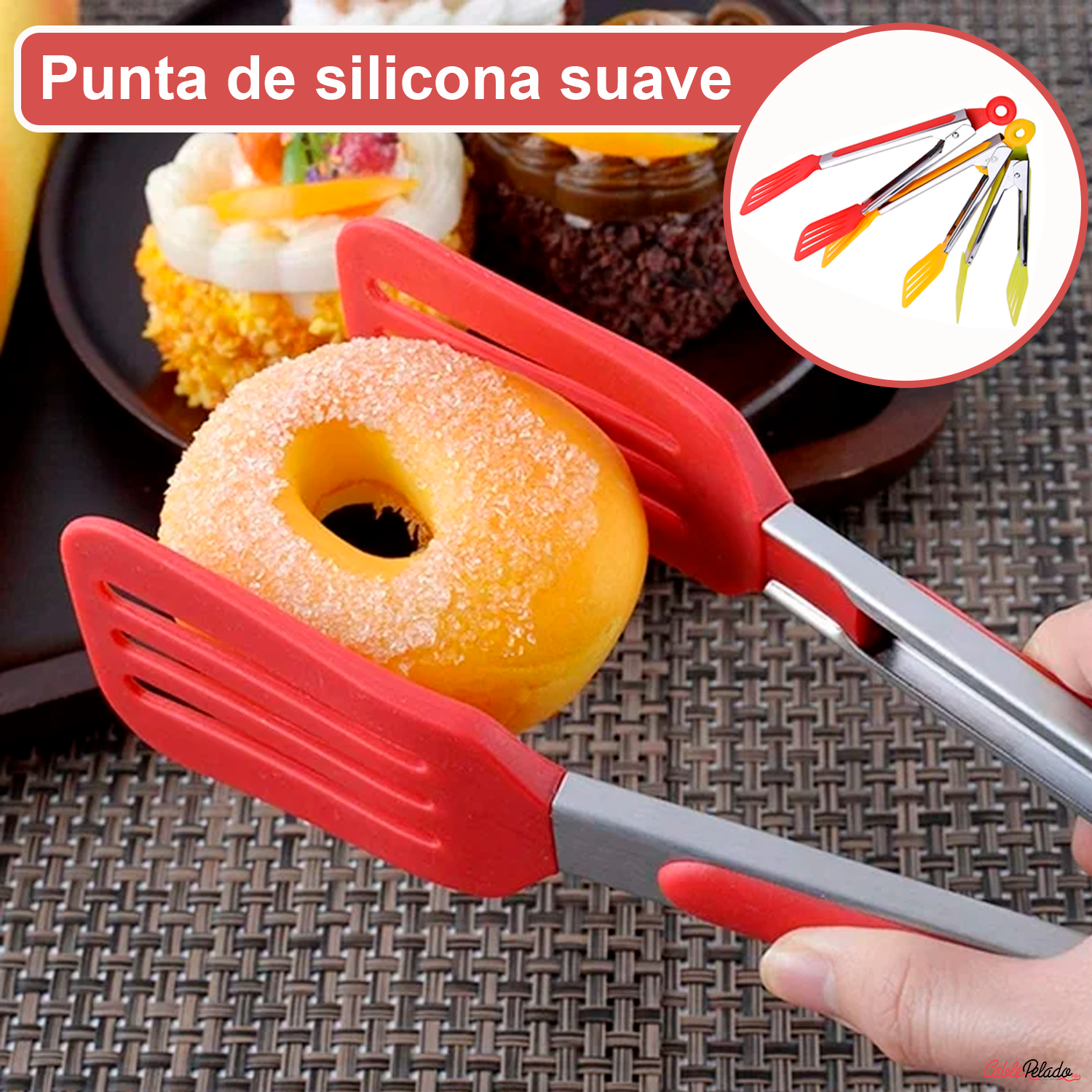 Pinza De Cocina En Acero Inoxidable Y Silicona 25 cm Verde