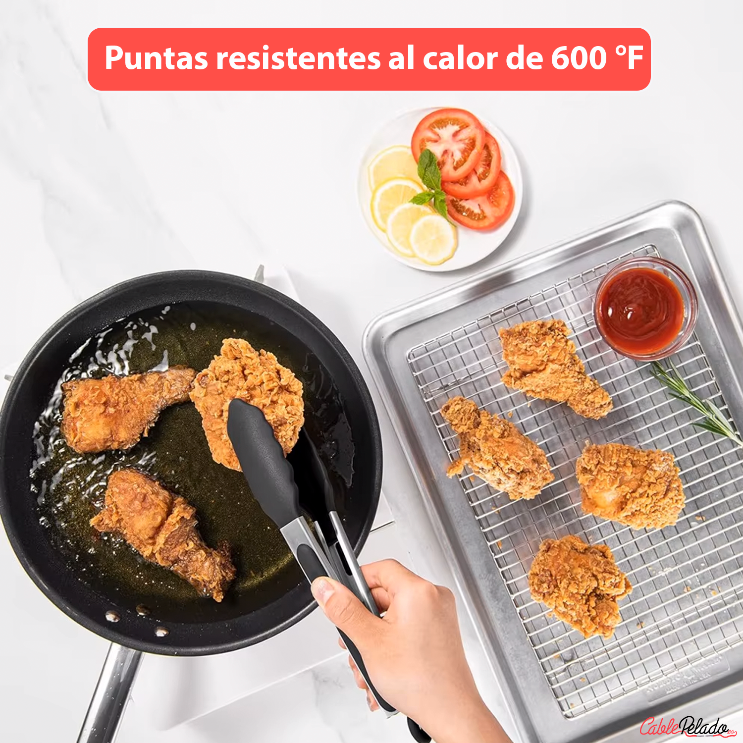 Pinza De Cocina En Acero Inoxidable Y Silicona Negro 34 cm Negro