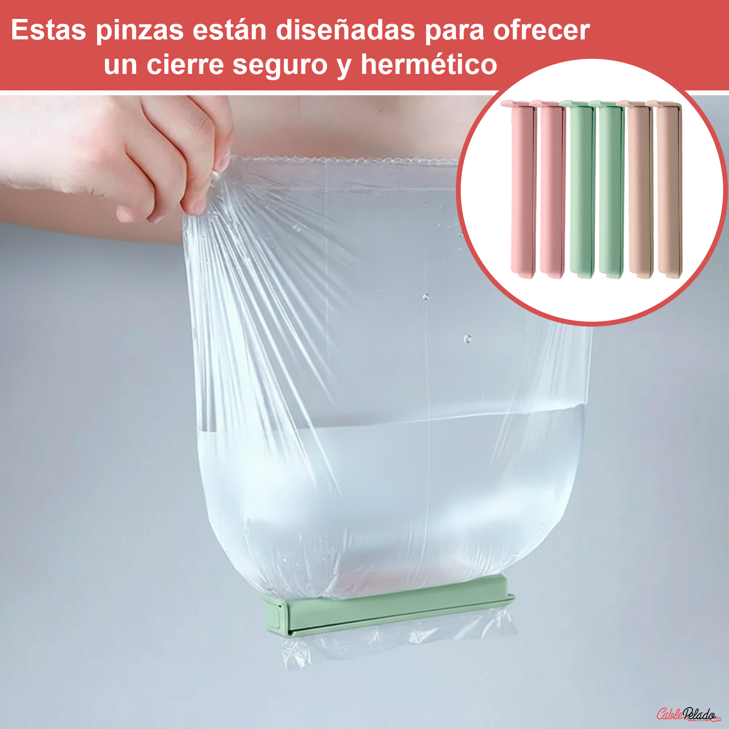 Pinzas Cierra Bolsas Alimentos 10.5 Cm Pack 6 Unidades Color Pastel  Multicolor