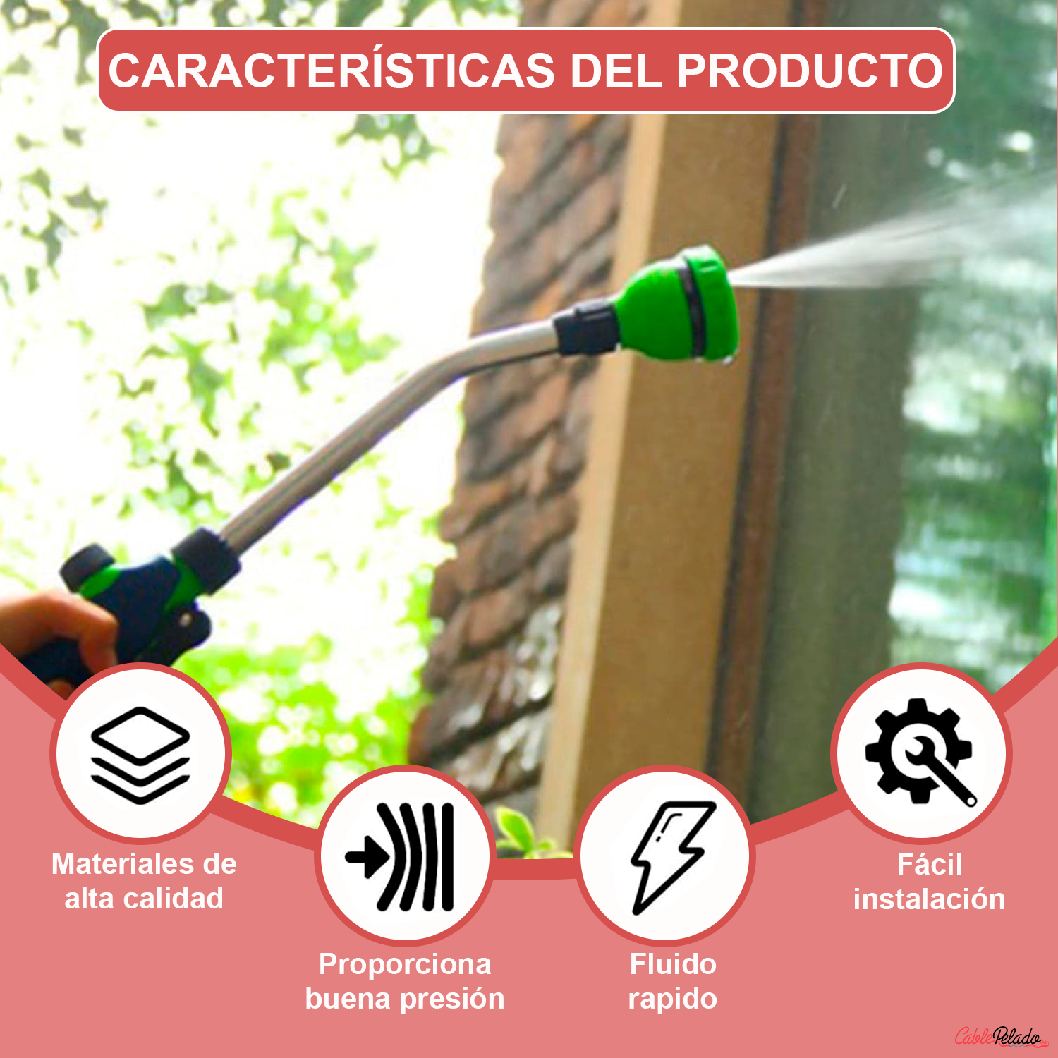 Pistola De Riego Extendida 9 Posiciones  Verde