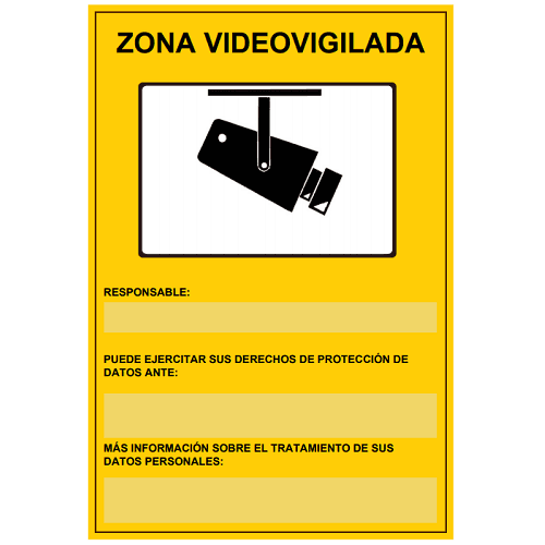 Placa exterior homologada zona videovigilada 2  Amarillo