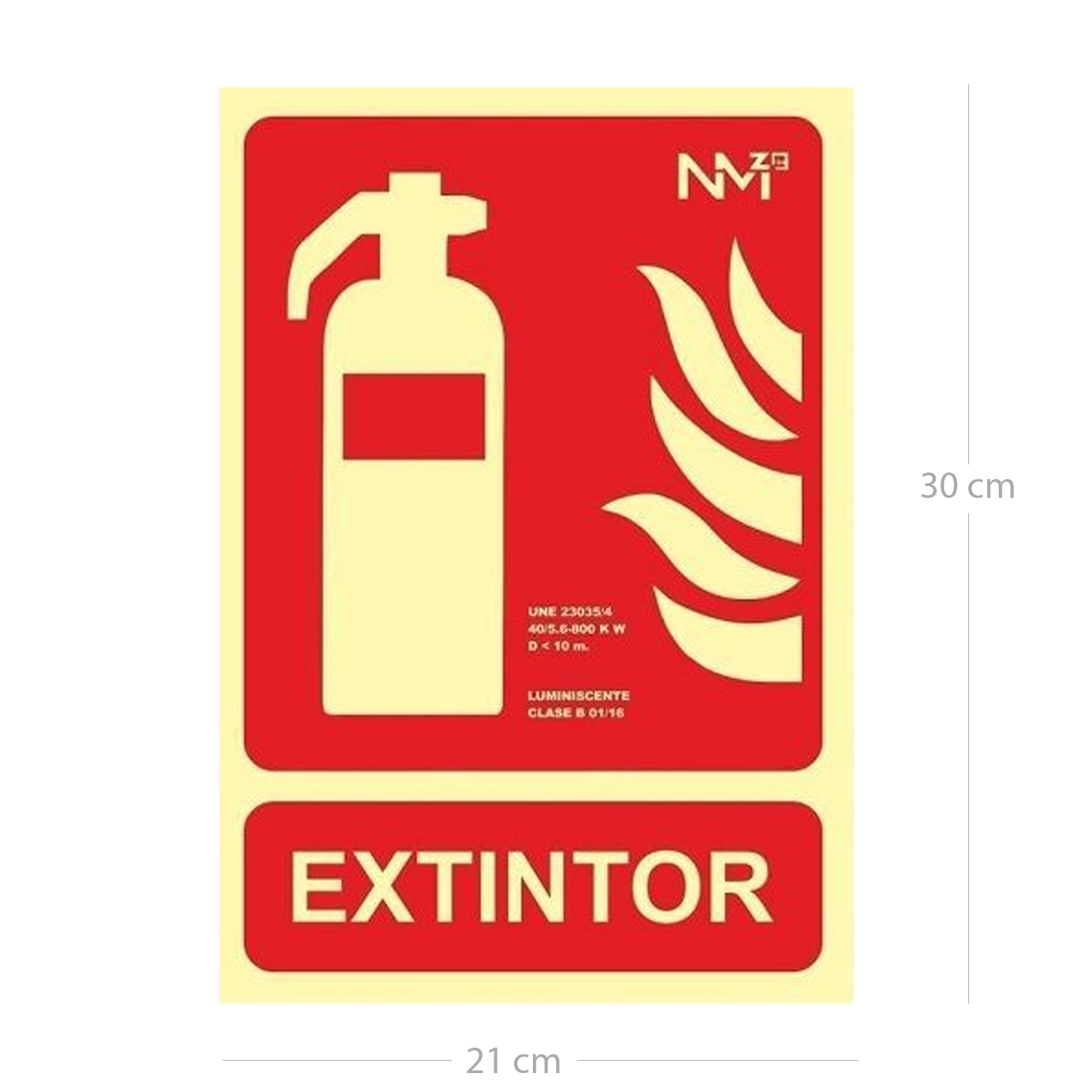 Placa extintor homologada 21x30 cm  Rojo