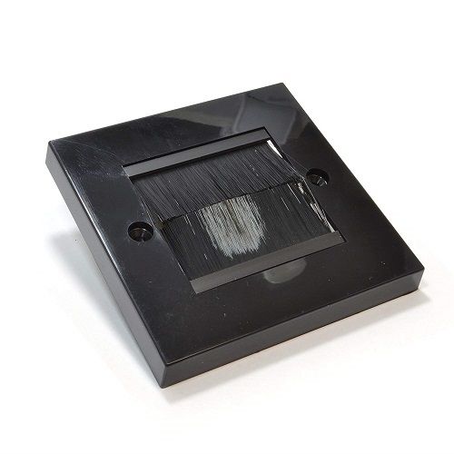 Placa frontal para salida cable pared negro enteriza  Negro