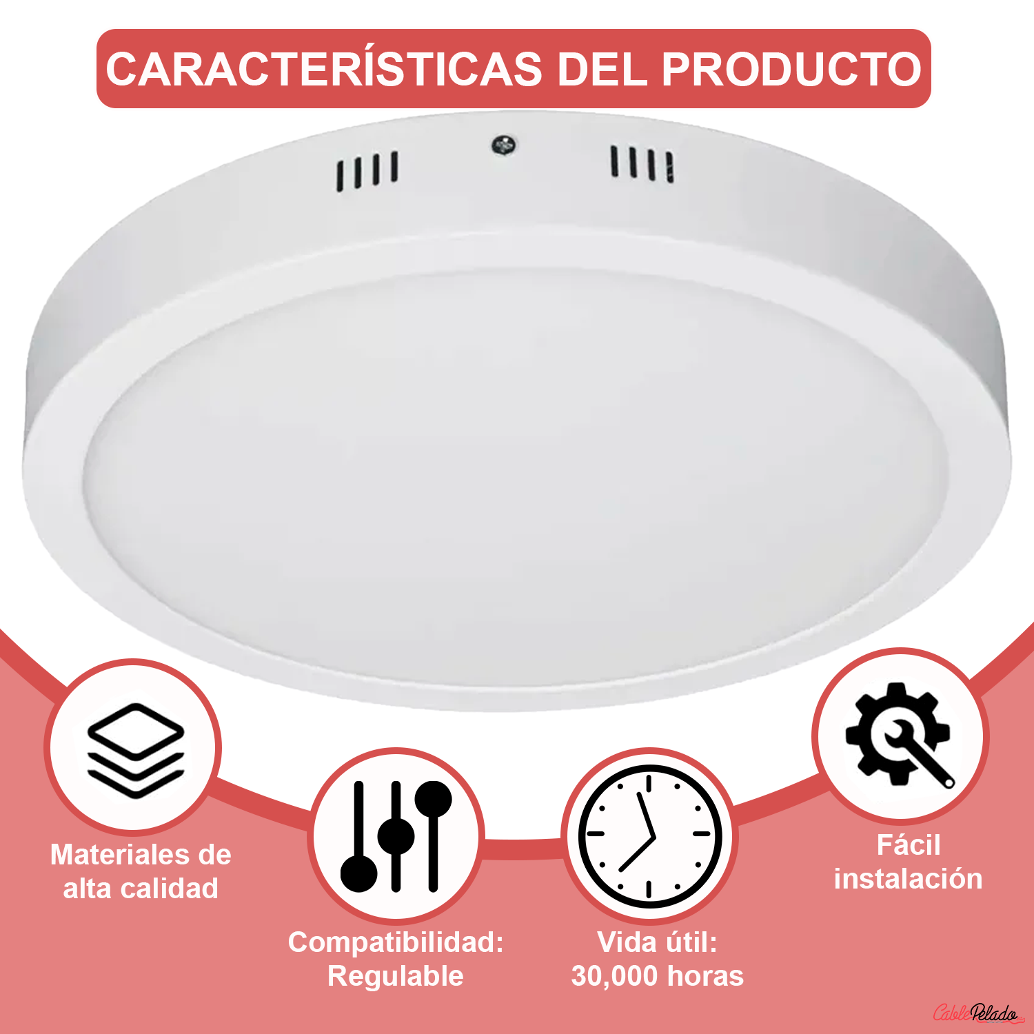 Plafon LED redondo Luz Cálida 18W
